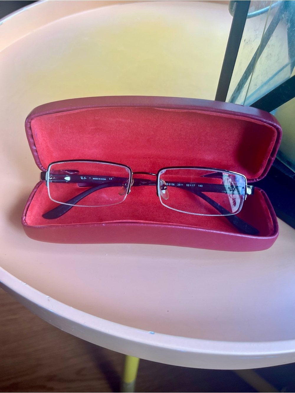 Ray-Ban Men's Rectangular Rimless Eyeglasses with Black Temples